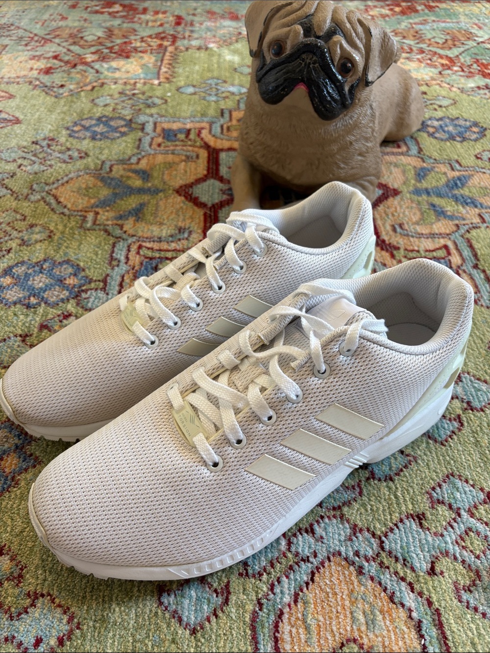 adidas Men's Off-White Mesh Sneaker with Subtle Cream Accents 12 1/2